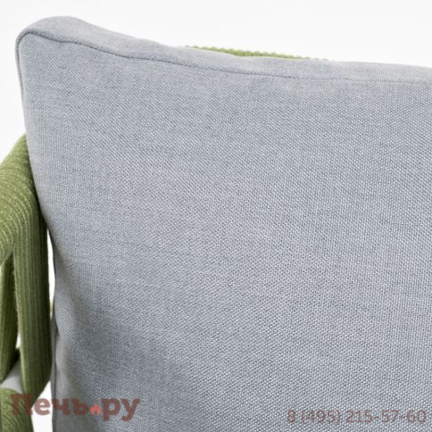 "Диего" кресло плетеное из роупа, каркас алюминий светло-серый (RAL7035) муар, роуп салатовый меланж круглый, ткань светло-серая фото 11