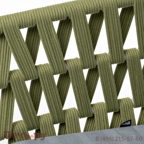 "Диего" кресло плетеное из роупа, каркас алюминий светло-серый (RAL7035) муар, роуп салатовый меланж круглый, ткань светло-серая фото 5