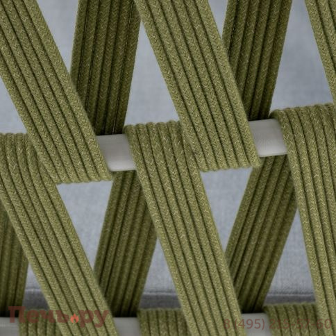 "Диего" кресло плетеное из роупа, каркас алюминий светло-серый (RAL7035) муар, роуп салатовый меланж круглый, ткань светло-серая фото 7