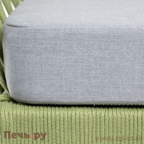 "Диего" кресло плетеное из роупа, каркас алюминий светло-серый (RAL7035) муар, роуп салатовый меланж круглый, ткань светло-серая фото 9