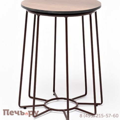 "Эквадор" журнальный стол из HPL круглый Ø40 H55, каркас из алюминия коричневый (RAL 8016) муар, цвет столешницы "дуб" фото