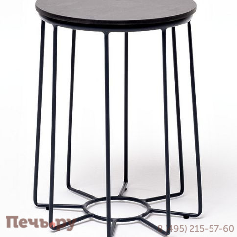 "Эквадор" журнальный стол из HPL круглый Ø40 H55, каркас из алюминия темно-серый (RAL 7024) муар, цвет столешницы "серый гранит" фото