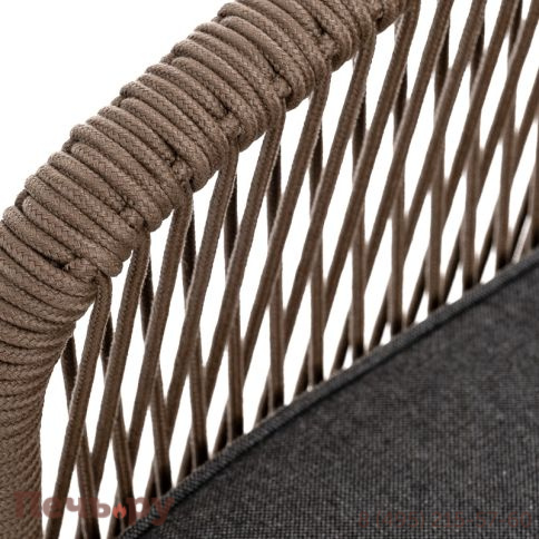 "Канны" диван 2-местный плетеный из роупа, каркас алюминий коричневый (RAL8016) муар, роуп коричневый круглый, ткань темно-серая 027 фото 6