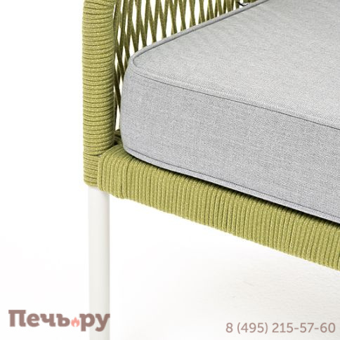 "Канны" диван 2-местный плетеный из роупа, каркас алюминий светло-серый (RAL7035) муар, роуп салатовый меланж круглый, ткань светло-серая фото 7