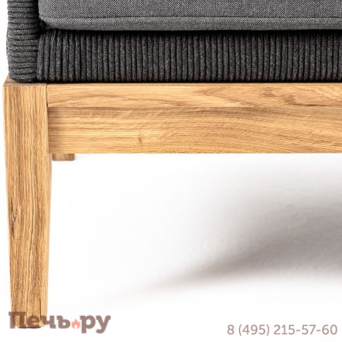 "Канны" диван 3-местный плетеный из роупа, основание дуб, роуп темно-серый круглый, ткань темно-серая 027 фото 5