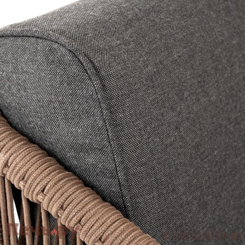 "Канны" кресло плетеное из роупа, каркас алюминий коричневый (RAL8016) муар, роуп коричневый круглый, ткань темно-серая 027 фото 4