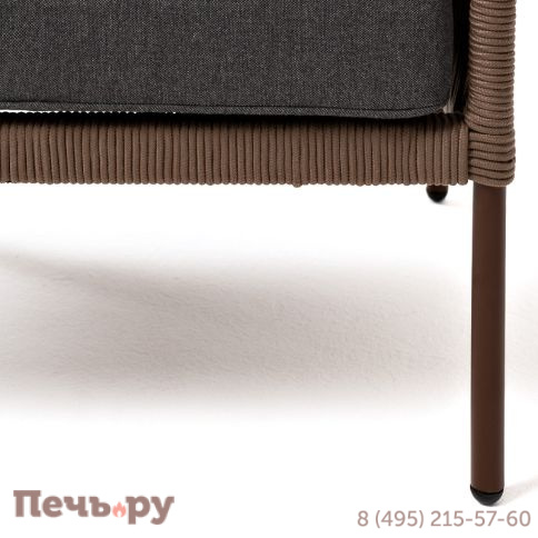 "Канны" кресло плетеное из роупа, каркас алюминий коричневый (RAL8016) муар, роуп коричневый круглый, ткань темно-серая 027 фото 6