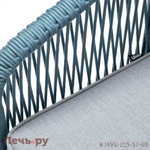 "Канны" кресло плетеное из роупа, каркас алюминий светло-серый (RAL7035) муар, роуп бирюзовый круглый, ткань светло-серая фото 6