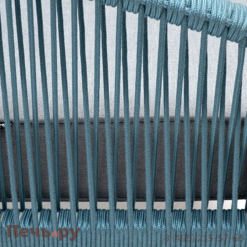 "Канны" кресло плетеное из роупа, каркас алюминий светло-серый (RAL7035) муар, роуп бирюзовый круглый, ткань светло-серая фото 9