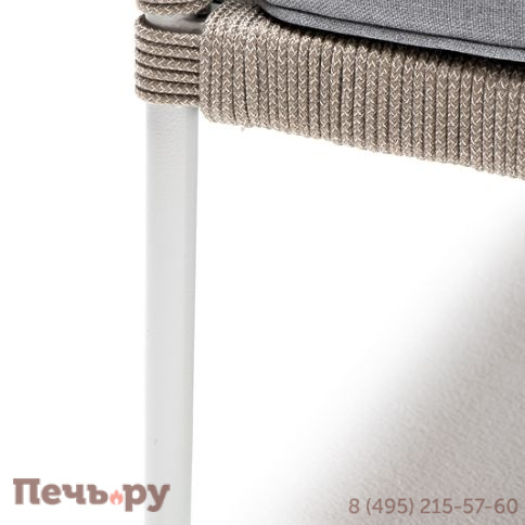 "Канны" кресло плетеное из роупа, каркас алюминий светло-серый (RAL7035) муар, роуп серый меланж круглый, ткань светло-серая фото 7