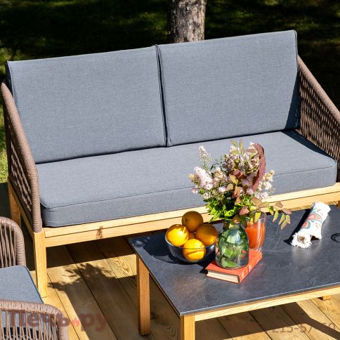 Лаунж-зона 4SiS Канны 4-местная из роупа со столиком Канны (серый гранит), основание дуб, роуп коричневый фото 9