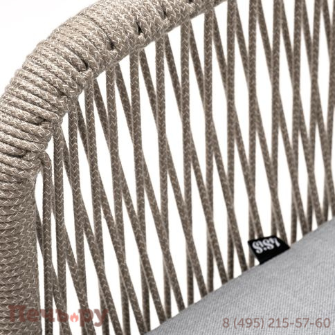 "Лион" стул плетеный из роупа, каркас из стали светло-серый (RAL7035) муар, роуп серый меланж круглый, ткань светло-серая фото 5