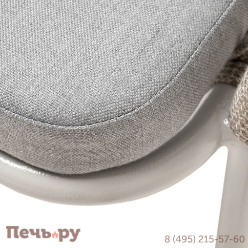 "Лион" стул плетеный из роупа, каркас из стали светло-серый (RAL7035) муар, роуп серый меланж круглый, ткань светло-серая фото 6