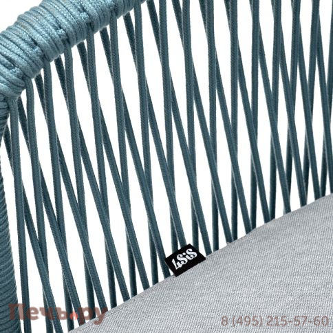 "Марсель" стул плетеный из роупа, каркас алюминий светло-серый (RAL7035) муар, роуп бирюзовый круглый, ткань светло-серая фото 5