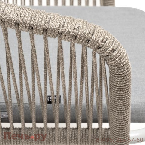 "Марсель" стул плетеный из роупа, каркас алюминий светло-серый (RAL7035) муар, роуп серый меланж круглый, ткань светло-серая фото 8