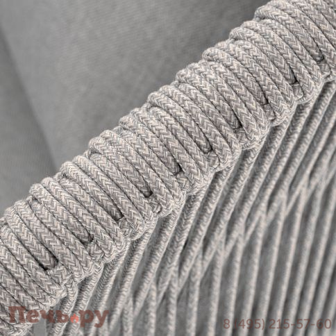 "Милан" диван 2-местный плетеный из роупа, каркас алюминий светло-серый (RAL7035) муар, роуп серый меланж круглый, ткань светло-серая фото 6