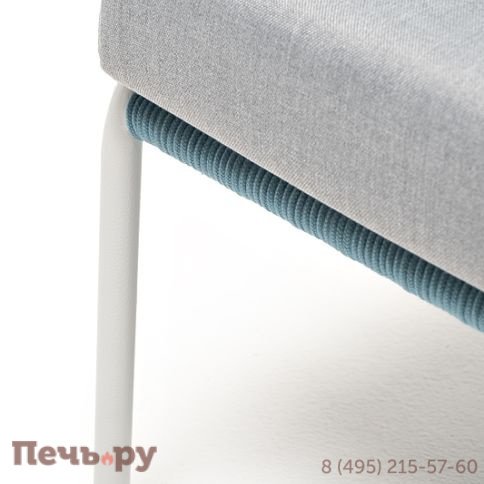 "Милан" кресло плетеное из роупа, каркас алюминий светло-серый (RAL7035) муар, роуп бирюзовый круглый, ткань светло-серая фото 7