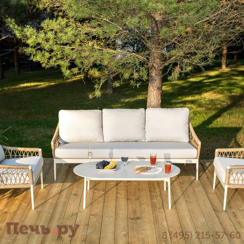 "Венеция" лаунж-зона из искусственного ротанга, цвет соломенный фото