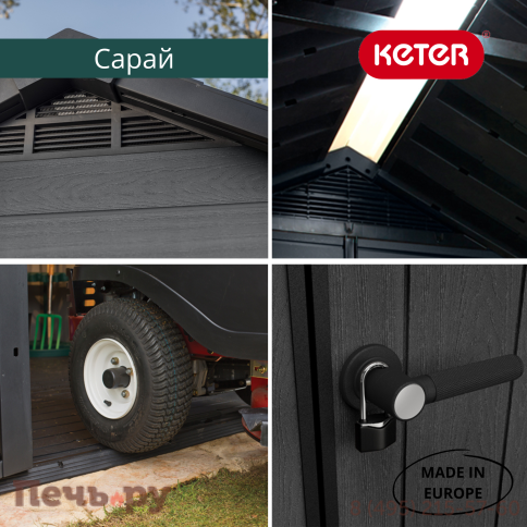 Сарай Keter "Ньютон 759" (размеры 210 х 279 см), серый фото 6