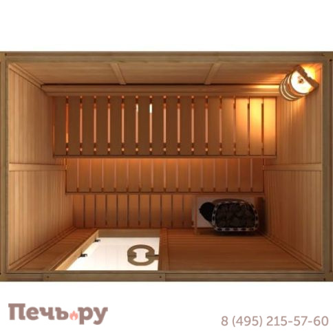 Сауна в сборе Sawo 2020ML-CA-G ( 2.0м Х 2.0м, осина, полностью стеклянная стена, дизайн Classic, левая) фото 2