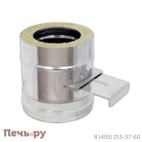 Сэндвич-шибер задвижка Везувий (AISI 430/0,8мм) L-0,2м (изоляция 30) фото