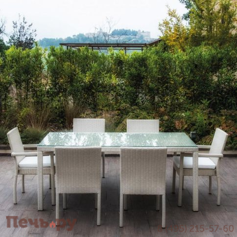 Стол плетеный со стеклом RosaDesign Linear фото