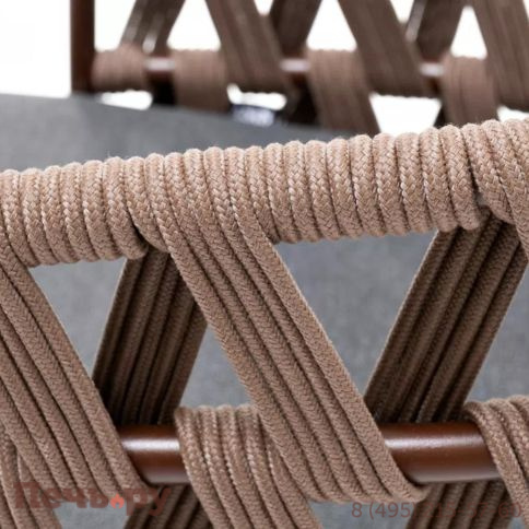 Стул плетеный из 4SiS Диего, каркас из стали коричневый (RAL8016) муар, роуп коричневый круглый, ткань темно-серая 027 фото 4
