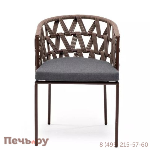 Стул плетеный из 4SiS Диего, каркас из стали коричневый (RAL8016) муар, роуп коричневый круглый, ткань темно-серая 027 фото 7