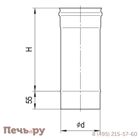 Труба дымохода Феррум BlackSide 0,5м, черный (AISI 430/ 0.8) фото 4