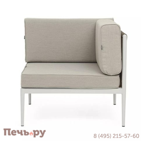 Угловой модуль плетеный из 4SiS Касабланка, каркас алюминий светло-серый (RAL7035) муар, роуп серо-коричневый 23мм, ткань бежевая 15052 фото 6