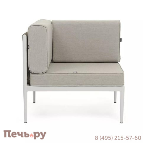 Угловой модуль плетеный из 4SiS Касабланка, каркас алюминий светло-серый (RAL7035) муар, роуп серо-коричневый 23мм, ткань бежевая 15052 фото 7