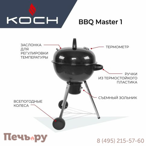 Угольный гриль Koch BBQ Master 1 (44 см) фото 2