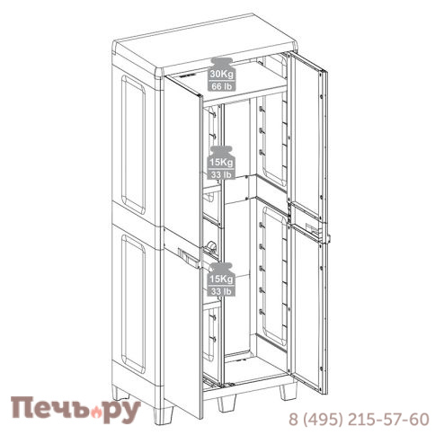 Уличный шкаф Gardeck 2х дверный глубокий Woodys S XL (3 полки), антрацит фото 14