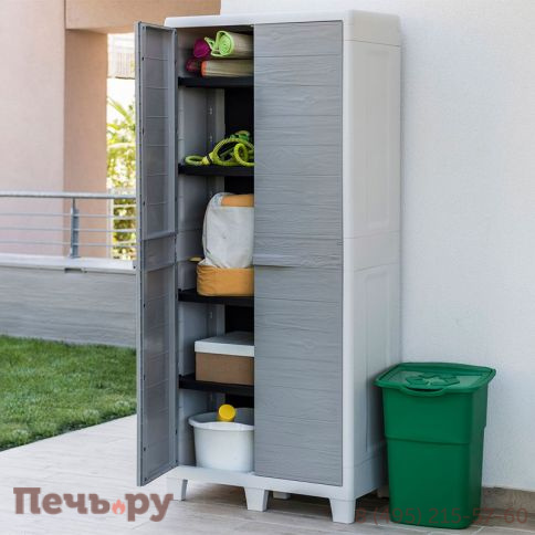 Уличный шкаф Gardeck 2х дверный глубокий Woodys XL (4 полки), светло-серый фото 12