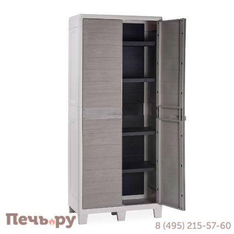 Уличный шкаф Gardeck 2х дверный глубокий Woodys XL (4 полки), светло-серый фото 5