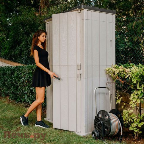 Уличный шкаф Gardeck 2х дверный высокий Storaway, серый/антрацит фото 4