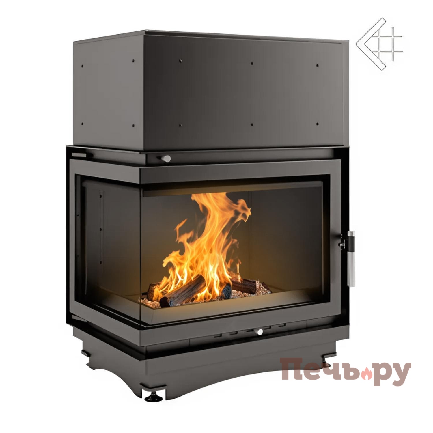 Каминная топка Kratki Zuzia/PW/BL/15/BS/W (угловое стекло слева, змеевик) видео