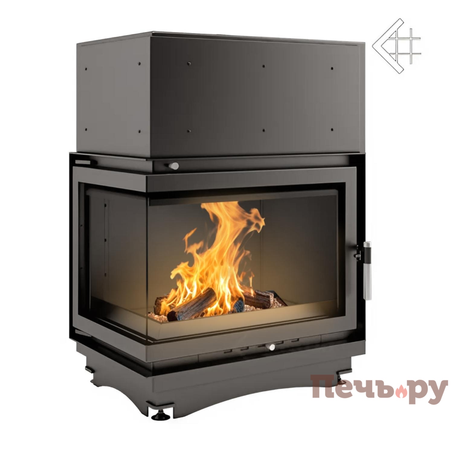 Каминная топка Kratki Zuzia/PW/BL/19/BS/W (угловое стекло слева, змеевик) видео