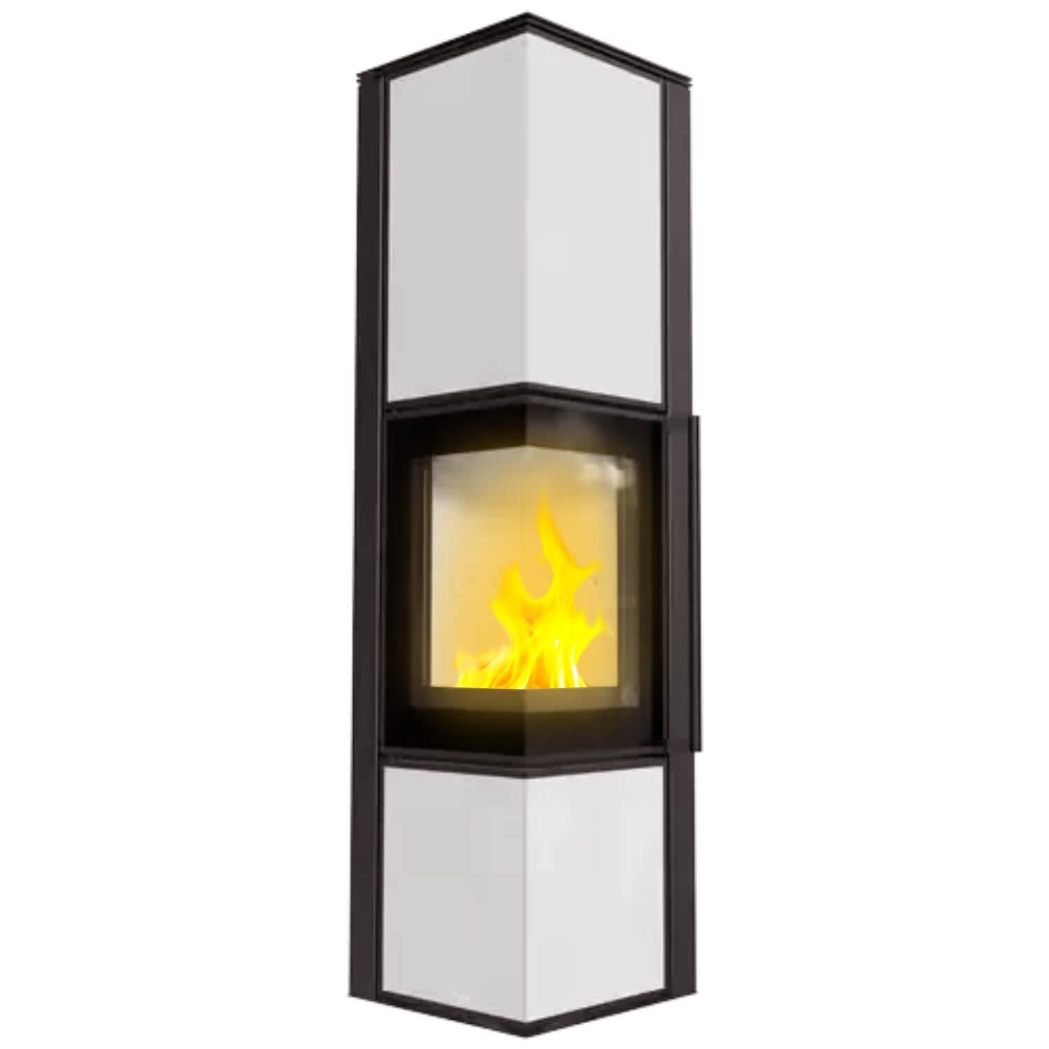 Печь камин Kratki Pro TORA/L белый, с доводчиком видео