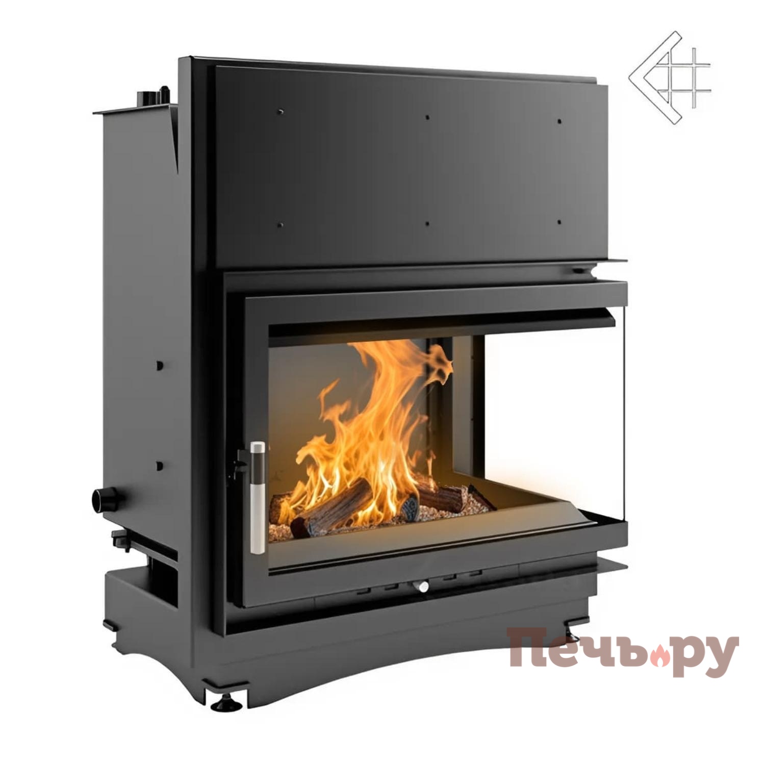 Каминная топка Kratki Oliwia/PW/BP/22/BS/W (угловое стекло справа, змеевик) видео