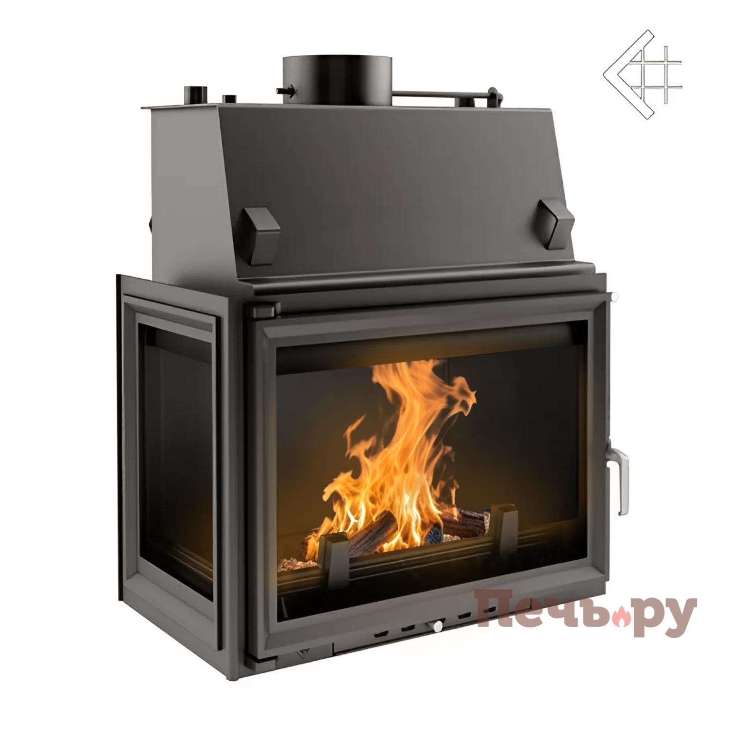 Каминная топка Kratki Zuzia/PW/BL/15/W (стекло слева, змеевик) видео