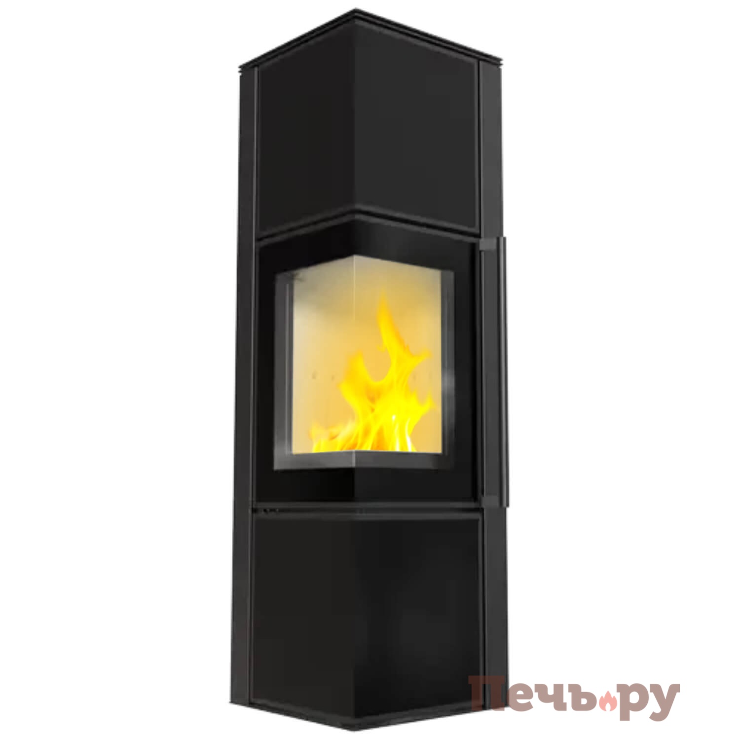 Печь камин Kratki Pro TORA/M черная, с доводчиком видео