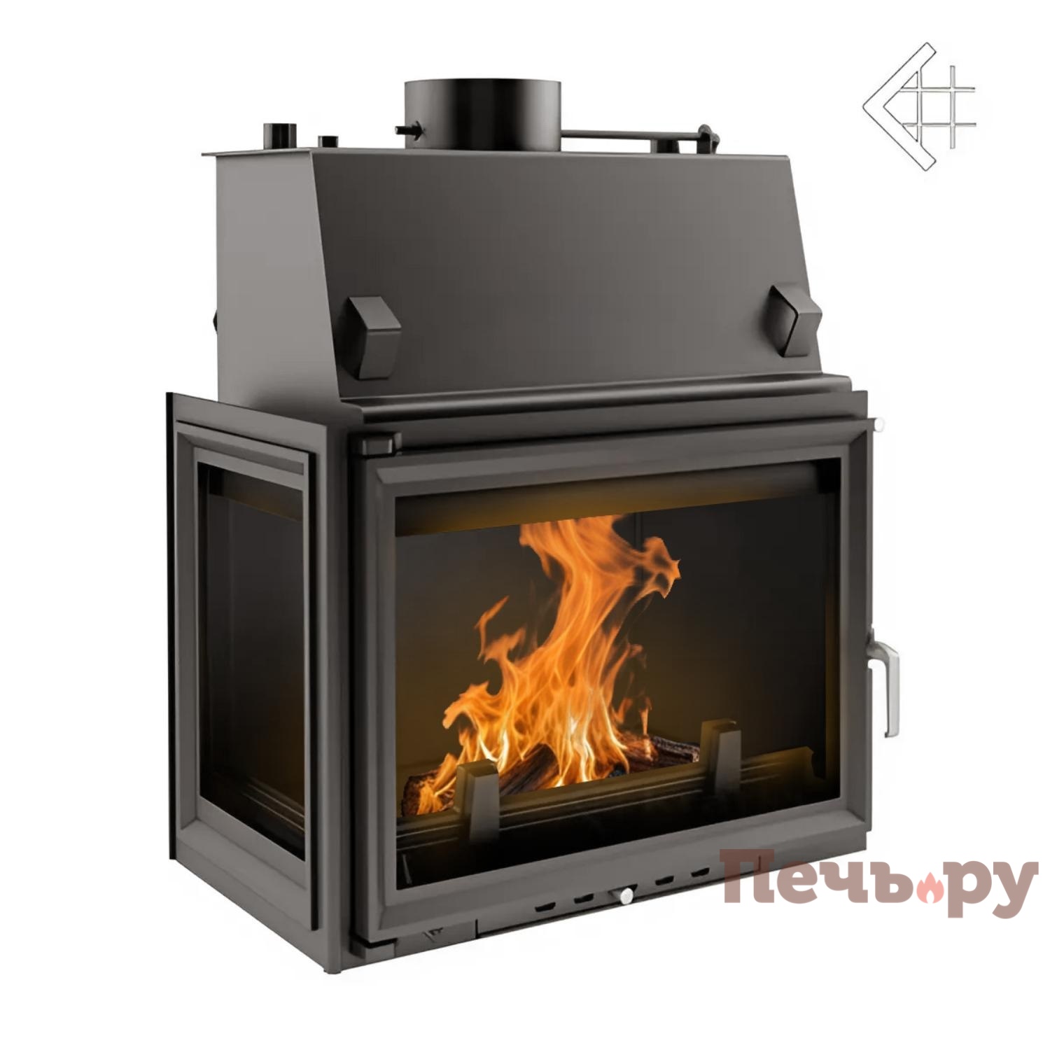 Каминная топка Kratki Zuzia/PW/BL/19/W (стекло слева, змеевик) видео