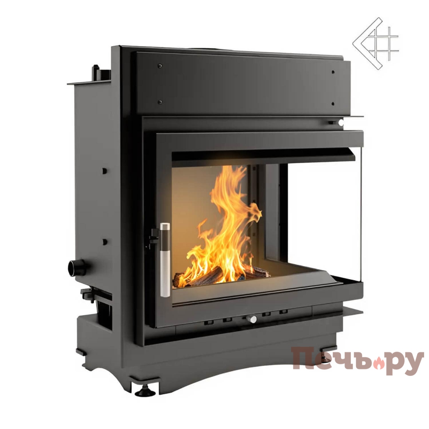 Каминная топка Kratki Maja/PW/BP/12/BS/W (угловое стекло справа, змеевик) видео
